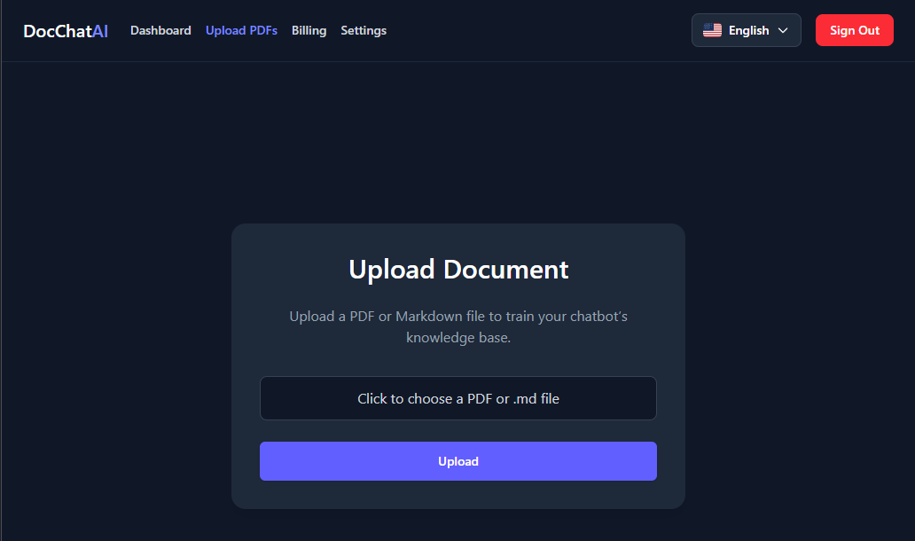 Create a custom AI knowledge base by uploading PDF documents